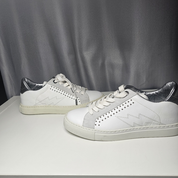 Zadig & Voltaire Paris Zv1747 Studded Leather Low-Top Sneaker Lace Up- Size 39 - Picture 1 of 7